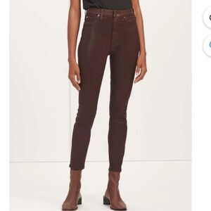 7 For All Mankind High Waist Coated Chocolate Skinny Jeans